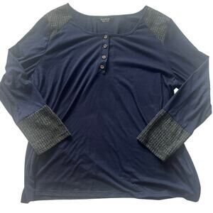 BloomChic Navy Henley Knit Top Women's Plus Size 22/24 Button Front